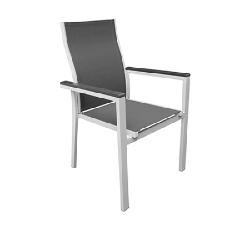 ΣΕΤ ΤΡΑΠΕΖΑΡΙΑ ΚΗΠΟΥ ΑΛΟΥΜΙΝΙΟΥ-POLYWOOD BIANCA 5372 G + KARMEN 5374 G  ΣΕΤ / 7 ΤΕΜ Διάσταση τραπεζιού: 160*092*072cm Χρώμα Αλουμινίου: Λευκό Χρώμα Polywood: Γκρι Χρώμα Textilene: Γκρι