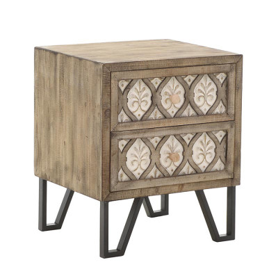 INART ΚΟΜΟΔΙΝΟ ΞΥΛΙΝΟ NATURAL ΛΕΥΚΟ 46.5Χ41.5Χ54.5 3-50-400-0006