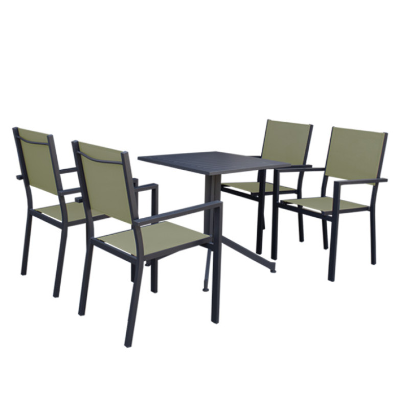 ΣΕΤ ΤΡΑΠΕΖΑΡΙΑ ΚΗΠΟΥ ΑΛΟΥΜΙΝΙΟΥ ELLEN 5469 G + MADISON 5479 G / ΣΕΤ 5 ΤΕΜ Διάσταση τραπεζιού: 070*070*072cm Χρώμα Αλουμινίου: Ανθρακί Χρώμα Textilene: Sand