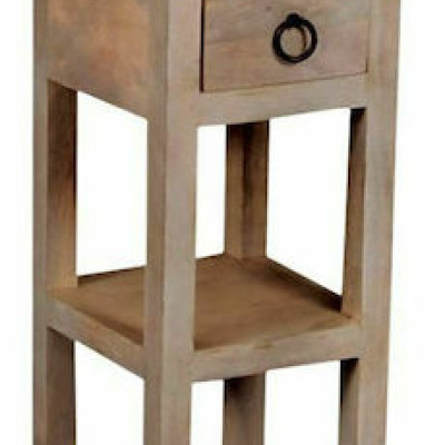 WoodWell Classic Stand - Τραπεζάκι Βοηθητικό H.55Cm - 1 Συρτάρι, Ξύλο Ακακία Φυσικό 25x25 H.55cm ΕΑ730,2
