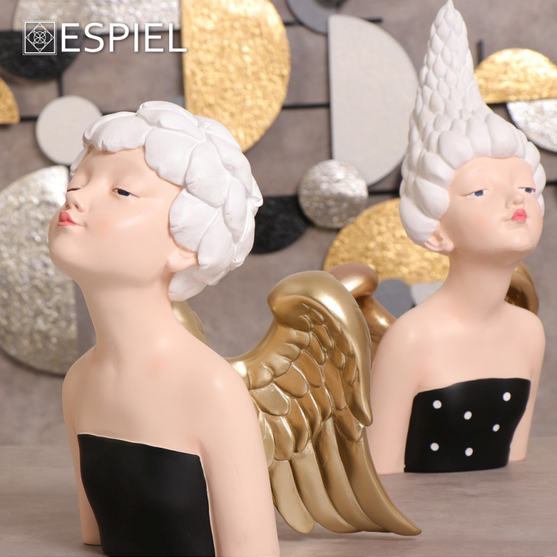 LADIES ΝΕΡΑΙΔΑ ΠΟΛΥΡΕΖ. ΜΑΥΡΟ ΜΕ ΧΡΥΣΑ ΦΤΕΡΑ 28ΕΚ BAF122