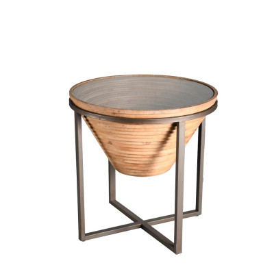 ΤΡΑΠΕΖΑΚΙ ΣΤΡΟΓΓ. ΞΥΛ. ΓΥΑΛ. TEMPERED ΜΕ ΜΕΤΑΛΛΙΚΗ ΒΑΣΗ 65Χ65Χ66ΕΚ JAM105