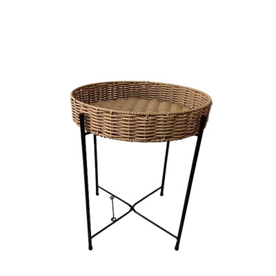 ΤΡΑΠΕΖΑΚΙ ΨΑΘΙΝΟ ΜΕ ΜΕΤΑΛΛΙΚΑ ΠΟΔΙΑ ΣΤΡΟΓΓ. ΜΠΕΖ 42Χ42Χ48ΕΚ LER102