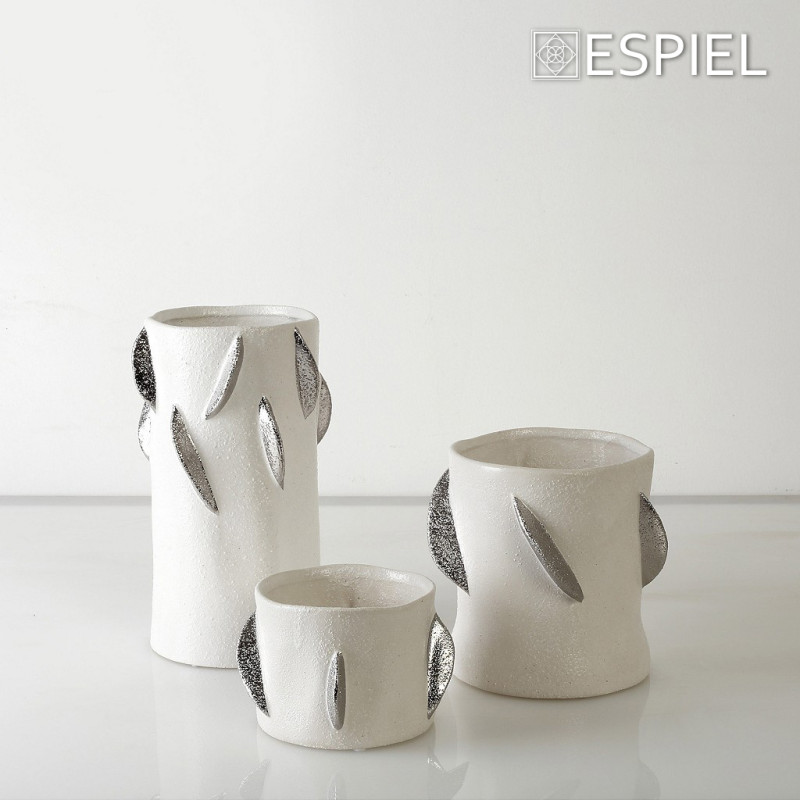 ΒΑΖΟ ΛΕΥΚΟ ΜΕ ΑΣΗΜΙ ΦΥΛΛΑ ΚΕΡΑΜ. 10,2ΕΚ NIX106