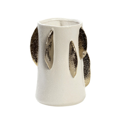 ΒΑΖΟ ΛΕΥΚΟ ΜΕ ΧΡΥΣΑ ΦΥΛΛΑ ΚΕΡΑΜ. 22,5ΕΚ NIX114