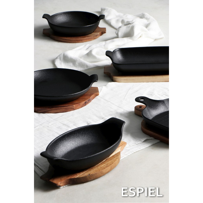 LAVA ΣΑΓΑΝΑΚΙ ΟΒΑΛ STONEWARE ΜΑΥΡΟ 430ML  19,5(24 INCL. HANDLES)X12,8X5,8CM NOL120K4