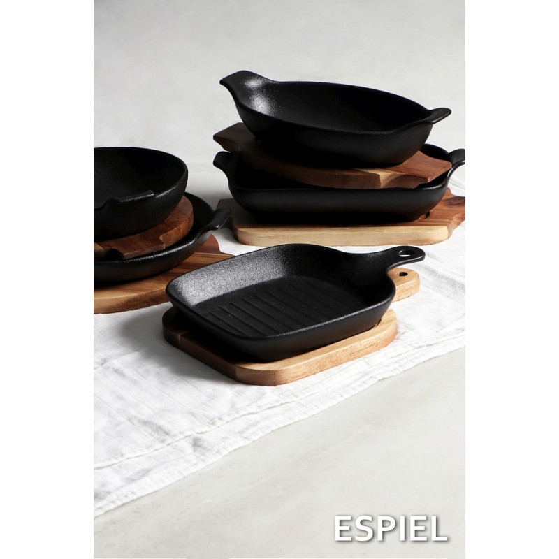 LAVA ΣΑΓΑΝΑΚΙ ΟΒΑΛ STONEWARE ΜΑΥΡΟ 430ML  19,5(24 INCL. HANDLES)X12,8X5,8CM NOL120K4
