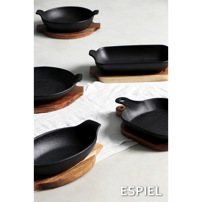 LAVA ΣΑΓΑΝΑΚΙ ΟΒΑΛ STONEWARE ΜΑΥΡΟ 430ML  19,5(24 INCL. HANDLES)X12,8X5,8CM NOL120K4