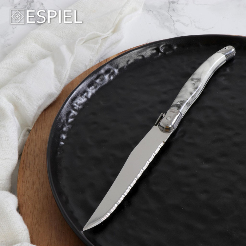 ANTIQUE CUT ΜΑΧΑΙΡΙ STEAK ΑΣΗΜΙ ΛΕΥΚΗ ΛΑΒΗ - NEW BLADE-  SS420 1,5MM 23EK STK111K12