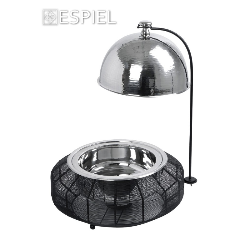 CHAFFING DISH ΜΕ ΒΑΣΗ ΣΤΗΡ. ΚΑΠ. ΚΑΙ ΔΙΠΛΟ ΔΟΧΕΙΟ SS/ΑΛΟΥΜ/ΣΙΔΗΡ. ΜΑΥΡΟ 6000ML GEL WAX 50Χ50Χ42-69ΕΚ TAF107