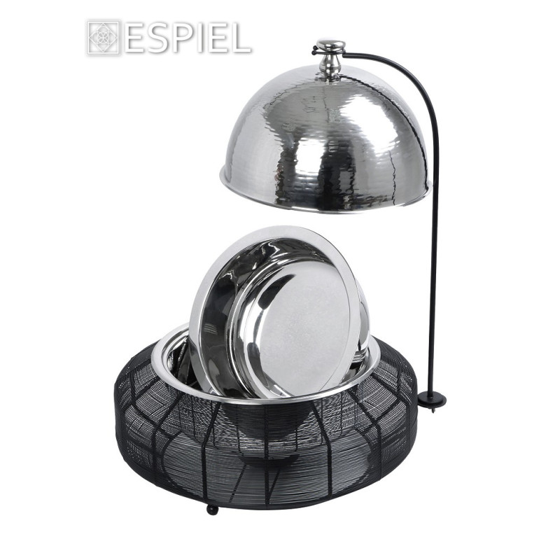 CHAFFING DISH ΜΕ ΒΑΣΗ ΣΤΗΡ. ΚΑΠ. ΚΑΙ ΔΙΠΛΟ ΔΟΧΕΙΟ SS/ΑΛΟΥΜ/ΣΙΔΗΡ. ΜΑΥΡΟ 6000ML GEL WAX 50Χ50Χ42-69ΕΚ TAF107