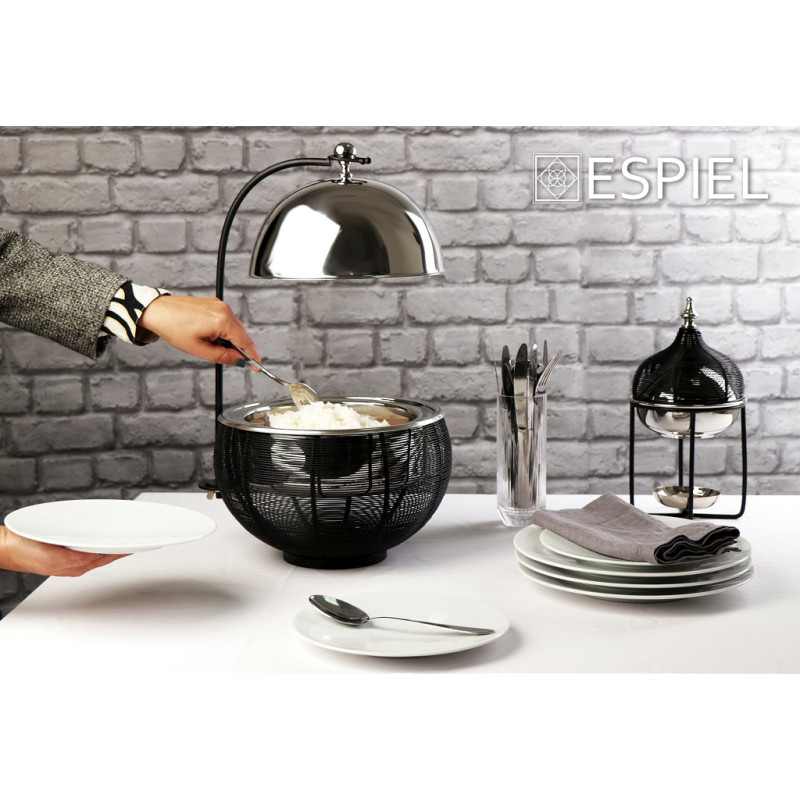 CHAFFING DISH ΜΕ ΒΑΣΗ ΣΤΗΡ. ΚΑΠ. ΚΑΙ ΔΙΠΛΟ ΔΟΧΕΙΟ SS/ΑΛΟΥΜ/ΣΙΔΗΡ. ΜΑΥΡΟ 6000ML GEL WAX 50Χ50Χ42-69ΕΚ TAF107