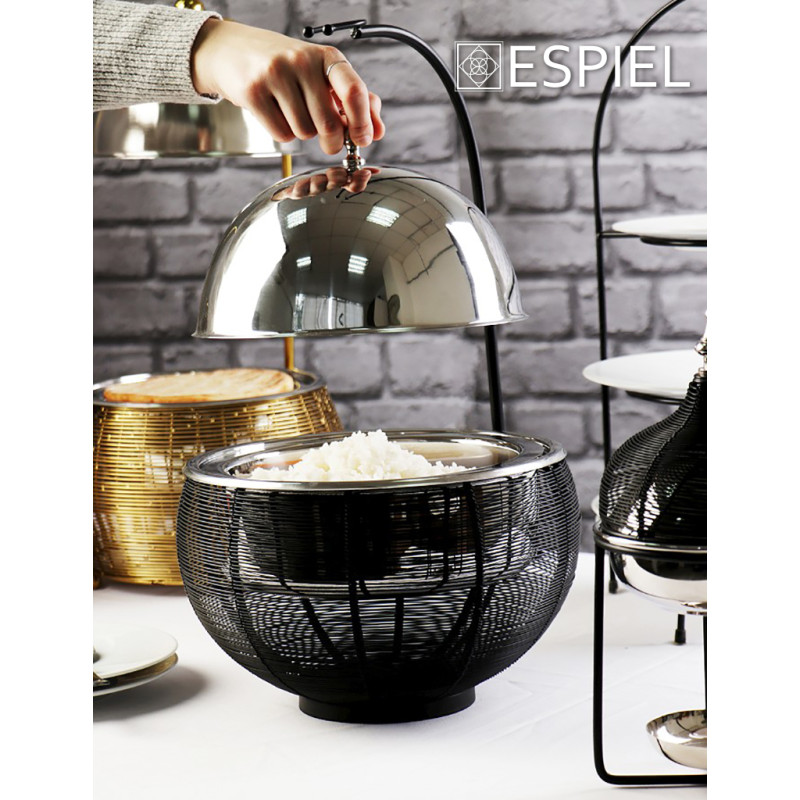 CHAFFING DISH ΜΕ ΒΑΣΗ ΣΤΗΡ. ΚΑΠ. ΚΑΙ ΔΙΠΛΟ ΔΟΧΕΙΟ SS/ΑΛΟΥΜ/ΣΙΔΗΡ. ΜΑΥΡΟ 6000ML GEL WAX 50Χ50Χ42-69ΕΚ TAF107