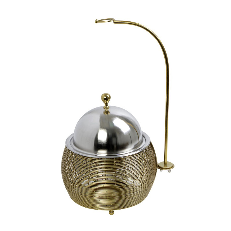 CHAFFING DISH ΜΕ ΒΑΣΗ ΣΤΗΡ. ΚΑΠ. ΚΑΙ ΔΙΠΛΟ ΔΟΧΕΙΟ SS/ΑΛΟΥΜ/ΣΙΔΗΡ. ΧΡΥΣΟ 4500ML GEL WAX 35Χ35Χ40-64ΕΚ TAF119