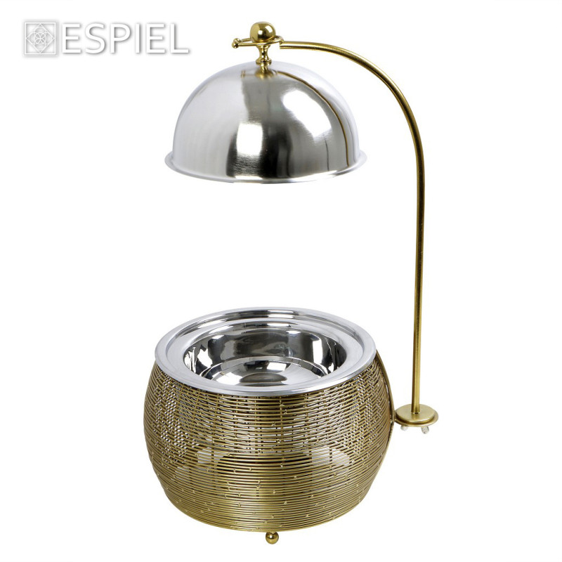 CHAFFING DISH ΜΕ ΒΑΣΗ ΣΤΗΡ. ΚΑΠ. ΚΑΙ ΔΙΠΛΟ ΔΟΧΕΙΟ SS/ΑΛΟΥΜ/ΣΙΔΗΡ. ΧΡΥΣΟ 4500ML GEL WAX 35Χ35Χ40-64ΕΚ TAF119