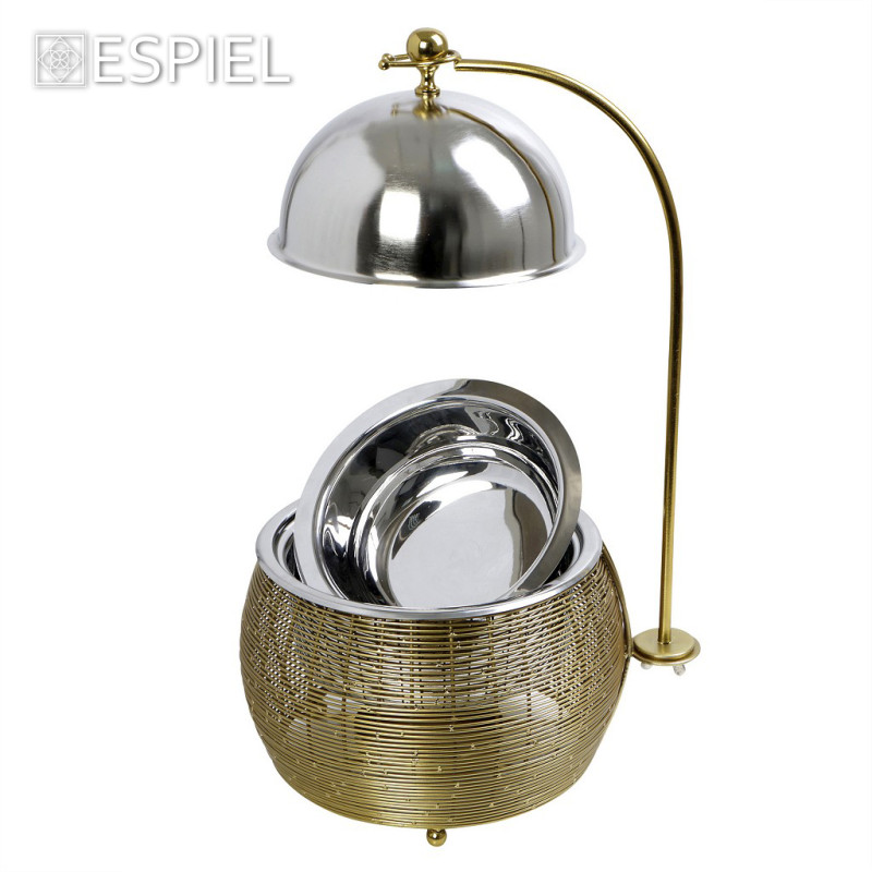 CHAFFING DISH ΜΕ ΒΑΣΗ ΣΤΗΡ. ΚΑΠ. ΚΑΙ ΔΙΠΛΟ ΔΟΧΕΙΟ SS/ΑΛΟΥΜ/ΣΙΔΗΡ. ΧΡΥΣΟ 4500ML GEL WAX 35Χ35Χ40-64ΕΚ TAF119