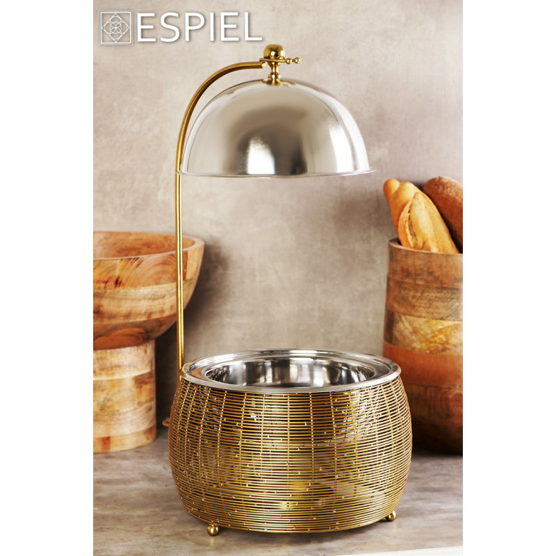 CHAFFING DISH ΜΕ ΒΑΣΗ ΣΤΗΡ. ΚΑΠ. ΚΑΙ ΔΙΠΛΟ ΔΟΧΕΙΟ SS/ΑΛΟΥΜ/ΣΙΔΗΡ. ΧΡΥΣΟ 4500ML GEL WAX 35Χ35Χ40-64ΕΚ TAF119