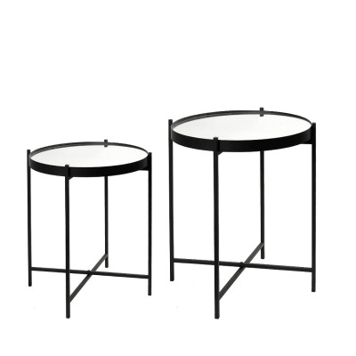 ΤΡΑΠΕΖΑΚΙ SET/2 ΜΕΤΑΛ. ΣΤΡΟΓΓ. ΜΑΥΡΟ ΜΕ ΚΑΘΡΕΠΤΗ  D40/45XH45,5/50,5ΕΚ TAX106