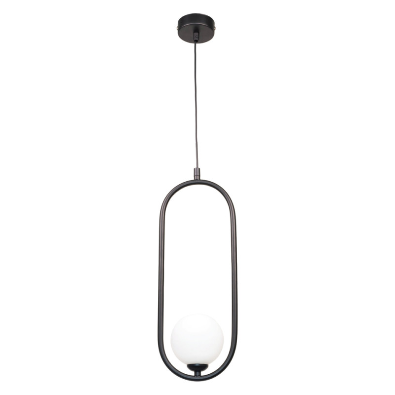 InLight Κρεμαστό φωτιστικό σε μαύρη απόχρωση και λευκή οπαλίνα 1XG9 D:40cm (4021-BL)
