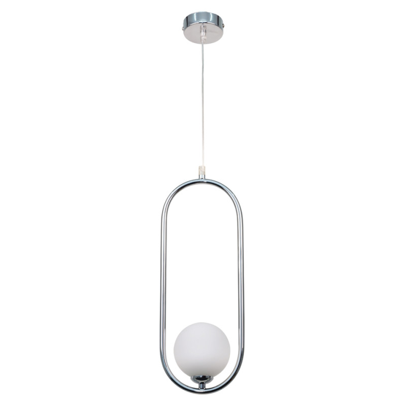 InLight Κρεμαστό φωτιστικό σε χρώμιο απόχρωση και λευκή οπαλίνα 1XG9 D:40cm (4022-CH) InLight Κρεμαστό φωτιστικό σε χρώμιο απόχρωση και λευκή οπαλίνα 1XG9 D:40cm (4022-CH)