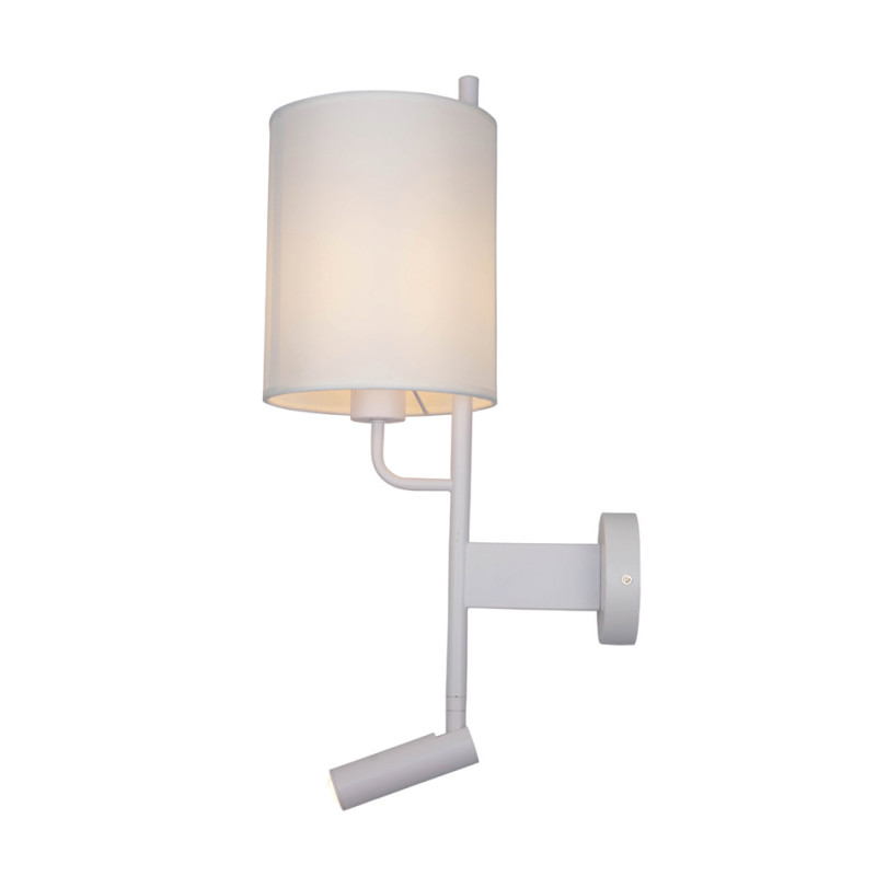 InLight Επιτοίχιο φωτιστικό LED 3W 3000K και 1ΧΕ27 σε λευκή απόχρωση με υφασμάτινο καπέλο (43028-WH) InLight Επιτοίχιο φωτιστικό LED 3W 3000K και 1ΧΕ27 σε λευκή απόχρωση με υφασμάτινο καπέλο (43028-WH)