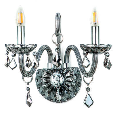 InLight Επιτοίχιο φωτιστικό από φιμέ γυαλί και κρύσταλλα 2XE14 D:35cm (43391-2-FIME)