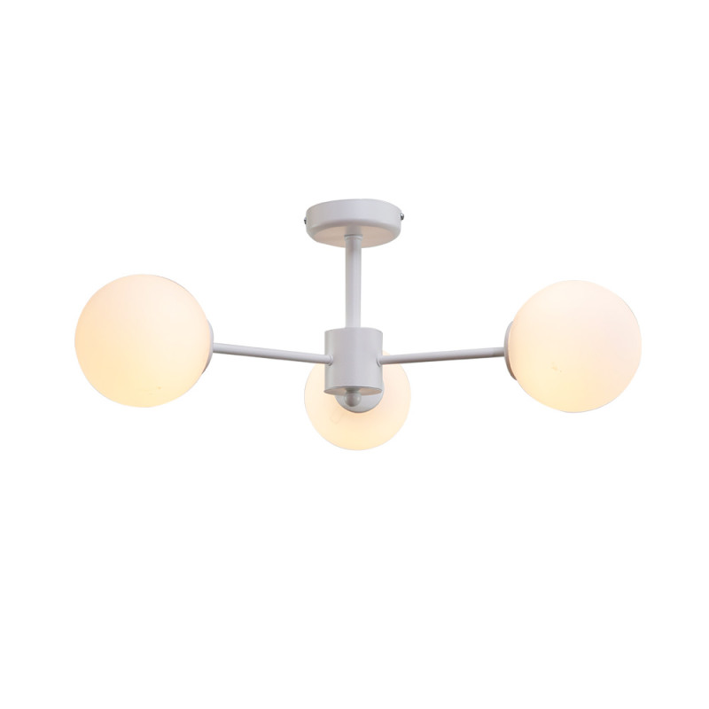 InLight Κρεμαστό φωτιστικό από λευκό μέταλλο και λευκή οπαλίνα 3XG9 D:50cm (5013-3)