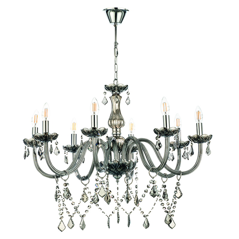 InLight Κρεμαστό φωτιστικό από φιμέ γυαλί και κρύσταλλα 8XE14 D:75cm (5314-8-FIME)