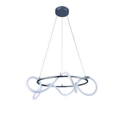 InLight Κρεμαστό φωτιστικό LED 80W 3000K από χρώμιο μέταλλο και σωλήνα σιλικόνης D:80cm (6017-A-CH)