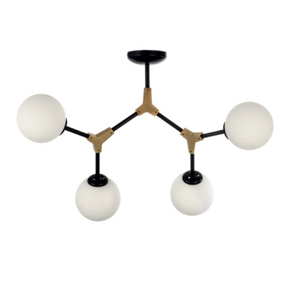 InLight Κρεμαστό φωτιστικό από μαύρο μέταλλο και λευκή οπαλίνα 4XE27 D:60cm (6167-4-GL) InLight Κρεμαστό φωτιστικό από μαύρο μέταλλο και λευκή οπαλίνα 4XE27 D:60cm (6167-4-GL)