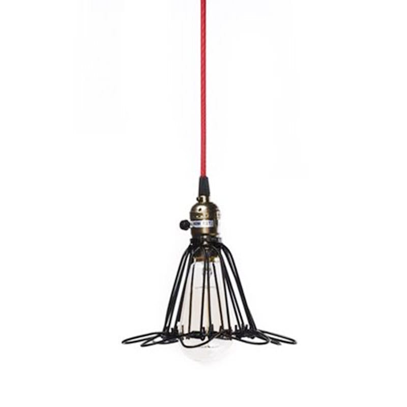 Artekko Artekko Ovlifi Μαύρο Μεταλλικό Φωτιστικό Οροφής (Ε27) με Κόκκινο Καλώδιο (12x12x15)cm 023-2011