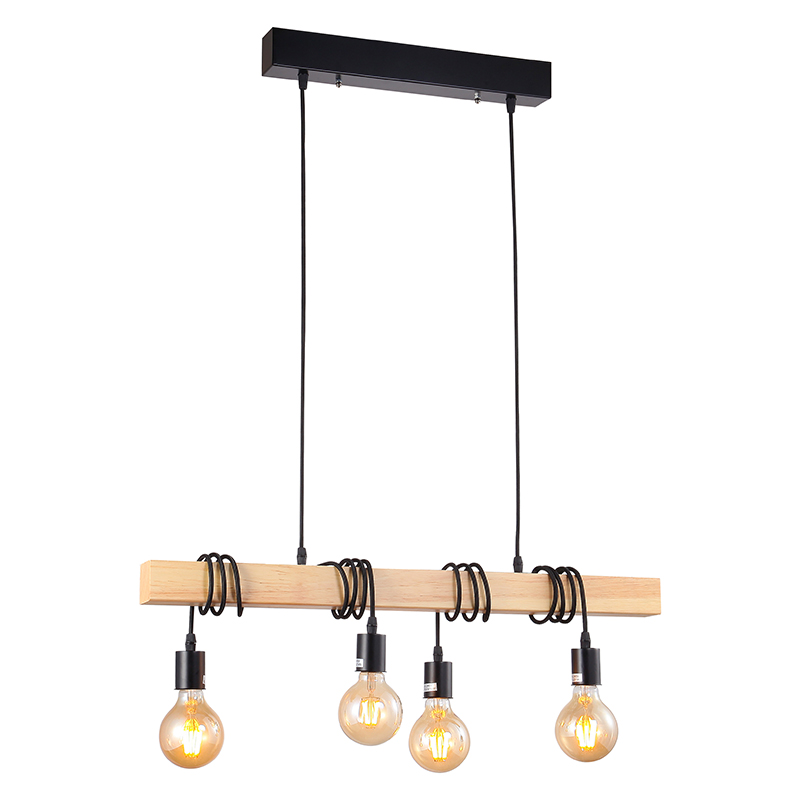 Artekko Artekko Rod Φωτιστικό με 4 Λάμπες Ξύλινο Φυσικό (70x10x30)cm 023-3041