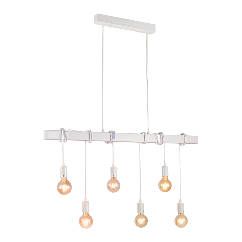 Artekko Artekko Rod Φωτιστικό με 6 Λάμπες Ξύλινο Λευκό (100x10x50)cm 023-3042