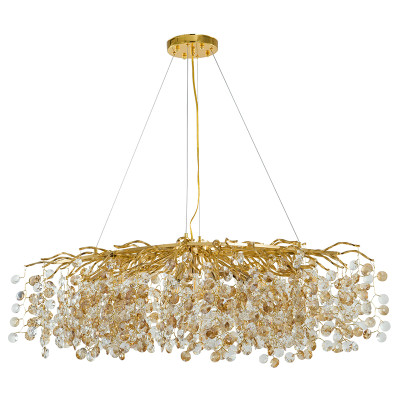 Artekko Artekko Crystal Φωτιστικό 9φωτο με Κρύσταλλα Χρυσό (60x60x40)cm 023-3052