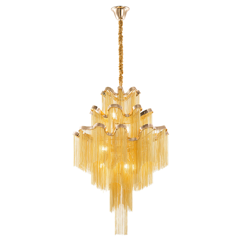 Artekko Artekko Chain Πολυέλαιος 9φωτος με Αλυσίδες Χρυσό (60x60x90)cm 023-3060