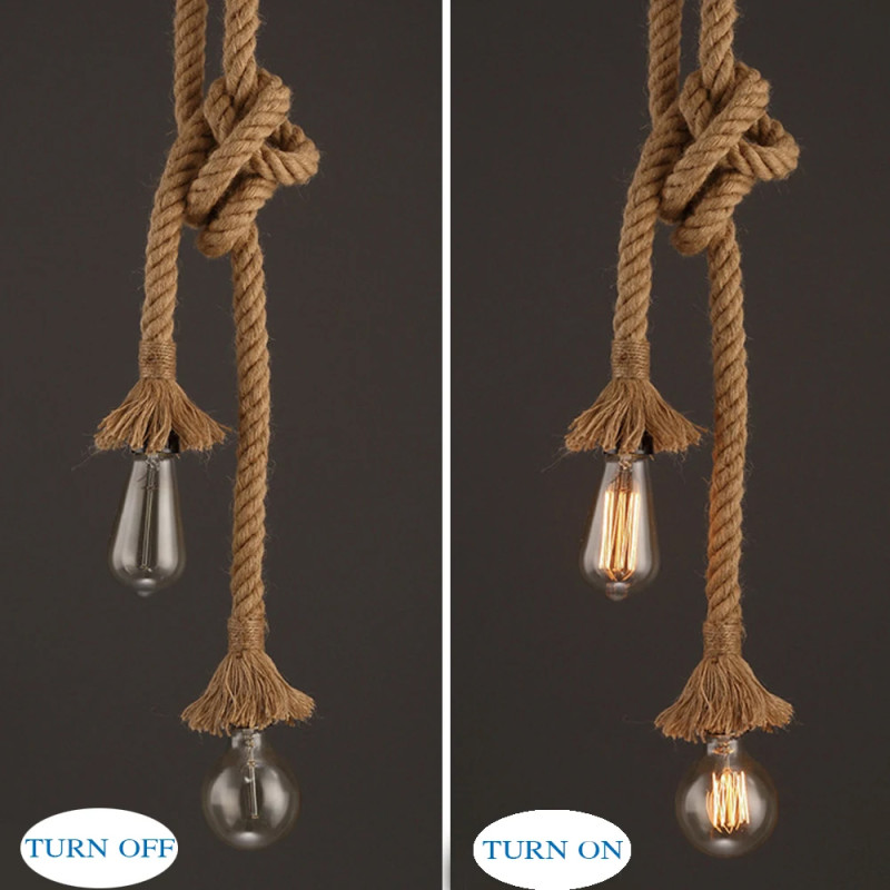 Artekko Artekko Hemp Rope Φωτιστικό Οροφής 2φωτο (Ε27) με Σχοινί (10x10x100)cm 023-3303