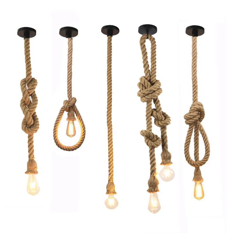 Artekko Artekko Hemp Rope Φωτιστικό Οροφής 2φωτο (Ε27) με Σχοινί (10x10x100)cm 023-3303
