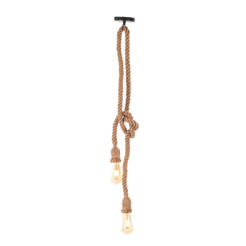 Artekko Artekko Hemp Rope Φωτιστικό Οροφής 2φωτο (Ε27) με Σχοινί (10x10x100)cm 023-3303