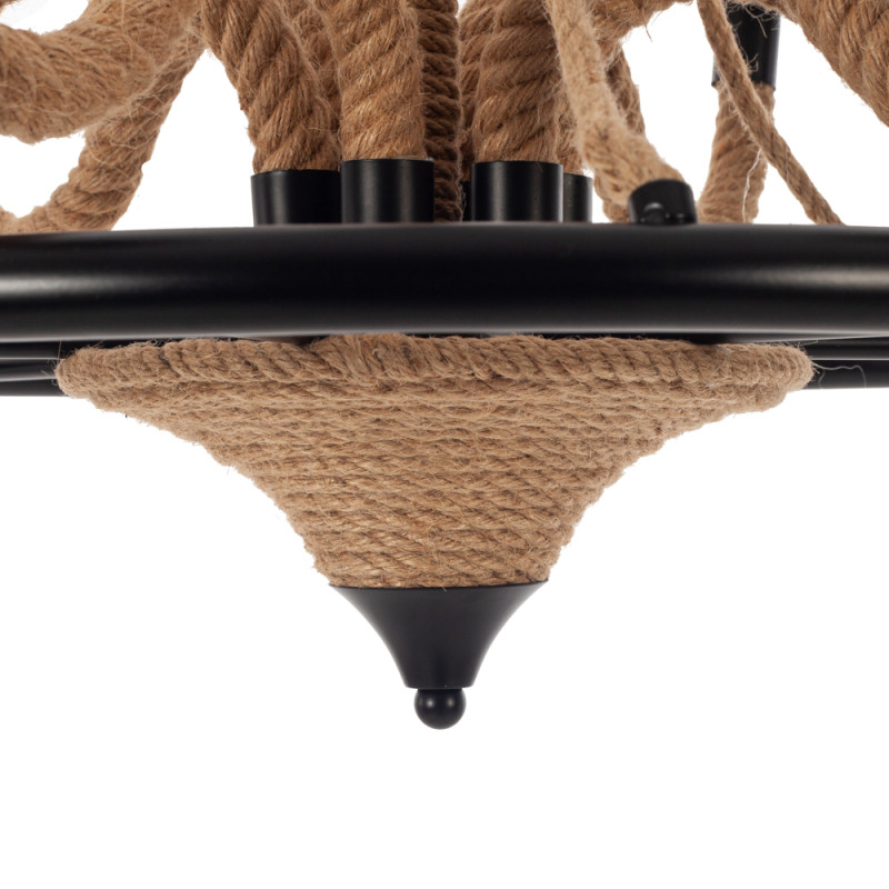 Artekko Artekko Hemp Rope Φωτιστικό Οροφής 6φωτο (Ε14) με Μαύρο Μέταλλο/Σχοινί (64x64x60)cm 023-3313