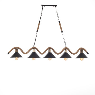 Artekko Artekko Hemp Rope Φωτιστικό Οροφής 5φωτο (Ε27) με Μαύρο Μέταλλο/Σχοινί (140x20x50)cm 023-3319