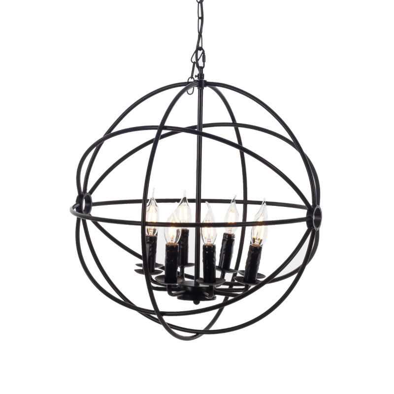 Artekko Artekko Iron Φωτιστικό Οροφής 6φωτο (Ε14) Μεταλλικό Μαύρο (53x53x50)cm 023-3333