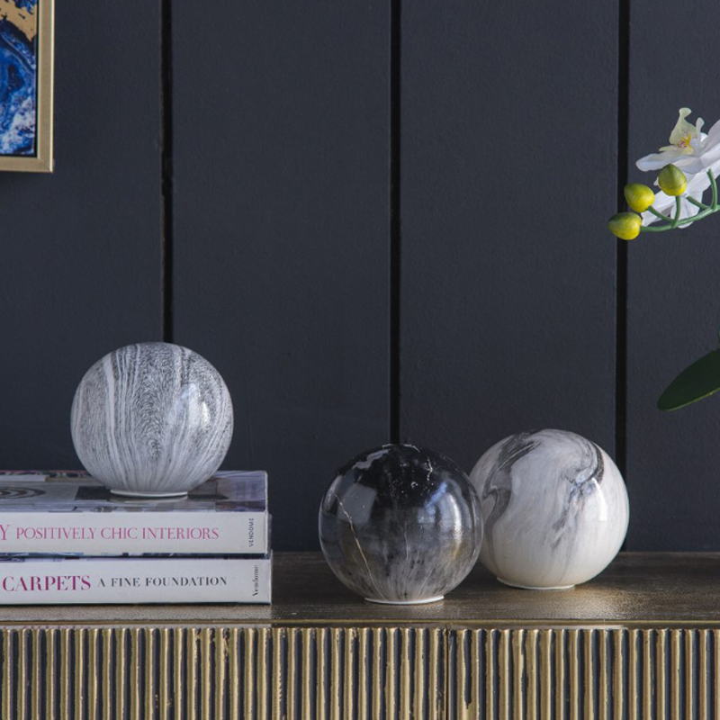 Artekko Artekko Marbleized Διακοσμητικές Κεραμικές Σφαίρες σε Γκρι Αποχρώσεις (10x10x9.5)cm 3pcs 1154