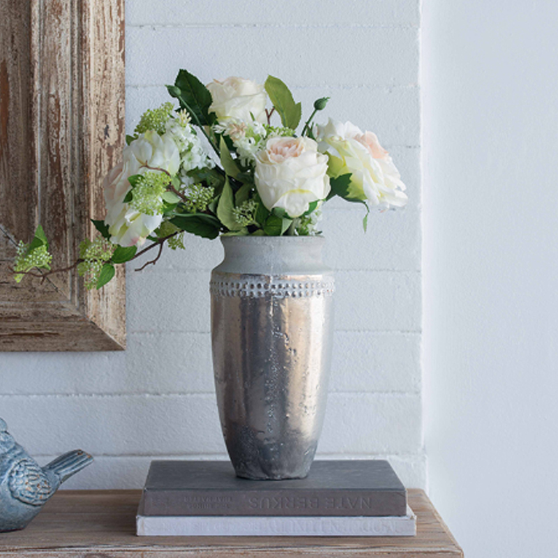 Artekko Artekko Uma Βάζο από Τερακότα σε Ασημί με Γκρι (14x14x27.9)cm 1196