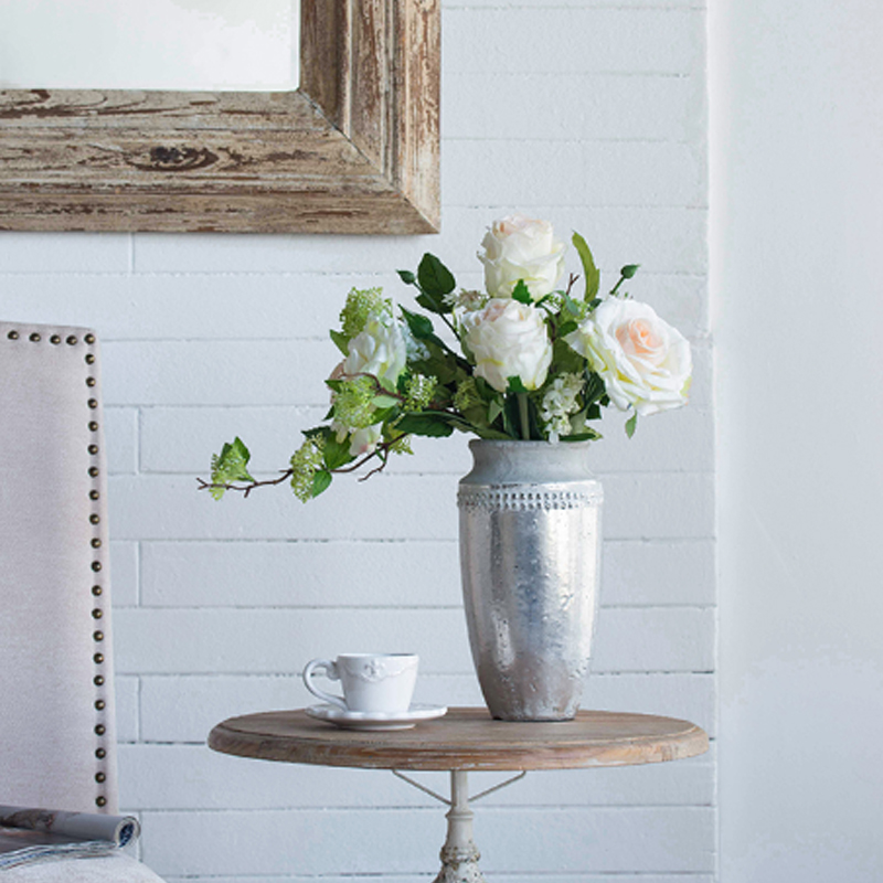 Artekko Artekko Uma Βάζο από Τερακότα σε Ασημί με Γκρι (14x14x27.9)cm 1196