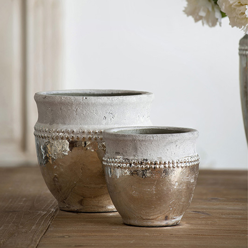 Artekko Artekko Uma Κασπώ από Τερακότα σε Ασημί με Γκρι (20.3x20.3x19.1)cm 2pcs 1200