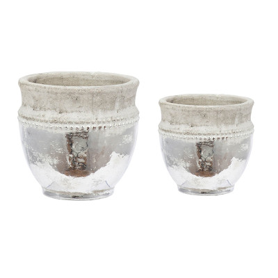 Artekko Artekko Uma Κασπώ από Τερακότα σε Ασημί με Γκρι (20.3x20.3x19.1)cm 2pcs 1200
