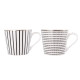 Artekko Artekko Iqorser Κούπες Bone China Πορσελάνη Λευκό/Μαύρο (10x13.5x9)cm Σετ/4 1347