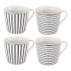 Artekko Artekko Iqorser Κούπες Bone China Πορσελάνη Λευκό/Μαύρο (10x13.5x9)cm Σετ/4 1347