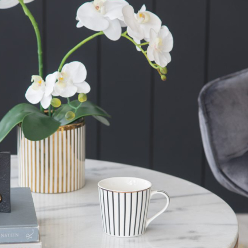 Artekko Artekko Iqorser Κούπα Πορσελάνης Bone China σε Λευκό με Μαύρο (13.5x9.5x9)cm 1347A-DS