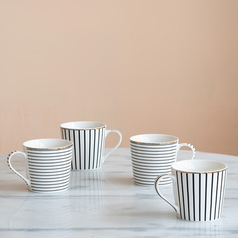 Artekko Artekko Iqorser Κούπα Πορσελάνης Bone China σε Λευκό με Μαύρο (13.5x9.5x9)cm 1347B-DS